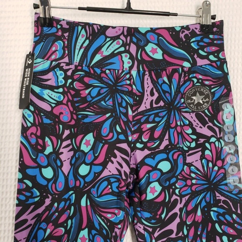 Converse All Star Leggings Girls Large‎ Blue Butterfly High Rise Whimsygoth